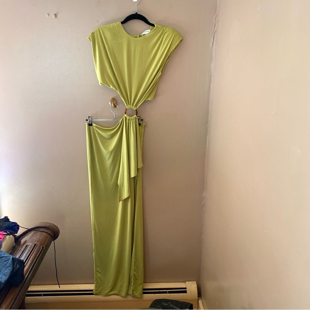 NWT Lovers and Friends encore chartreuse maxi dress cut out stretch Revolve M - Picture 9 of 12